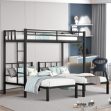 Netrum Triple Twin Bunk Beds,Twin over Twin over Twin Bunk Bed Frame with Full-Length Guardrail and Ladder,Metal 3 bunk beds for Bedroom,can Separat into 3 Twin Size Beds,Black