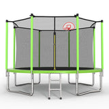 MERSCO 12FT Green Trampoline - Storm-Ready Frame & Impact-Shield Net