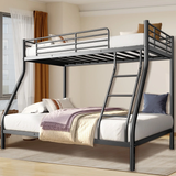 Netrum Twin over Full Bunk Bed for Adults Teens,Heavy-Douty Metal Bunk Beds Frame with Wall Fastener Screws,Ladder & Full-Length Guardrail, Black