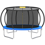 Mersco 14ft Trampoline for Kids and Adults,Pumpkin Outdoor Trampoline with Enclosure and Net,Kids Trampoline 1320lbs Loading,Birthday Gifts,Blue