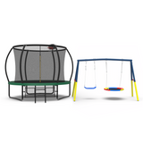 Mersco 10FT Heavy Duty Trampoline with Enclosure Net & Swing Set Outdoor Big Trampoline for Backyard, Kids Trampoline with Basketball Hoop, 960LBS Capacity (Green)