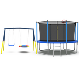 "Mersco 12FT Heavy Duty Trampoline with Enclosure Net & Swing Set Outdoor Big Trampoline for Backyard,Kids Trampoline with Basketball Hoop,1320LBS Capacity,Birthday & Holiday Gifts for Kids,Blue "