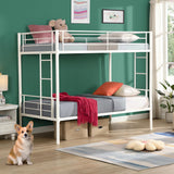 Netrum Twin over Twin Bunk Beds,Twin Bunk beds with Ladder & Guardrail,Metal Bunk Beds Frame with Bottom Storage Space for Adults Bedroom,Dorm,Guest Room,White