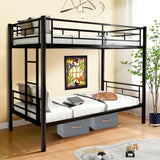Netrum Twin over Twin Bunk Beds,Twin Bunk beds with Ladder & Guardrail,Metal Bunk Beds Frame with Bottom Storage Space for Adults Bedroom,Dorm,Guest Room,Black