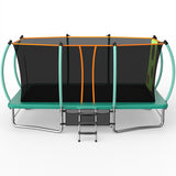 MERSCO 10x16FT Green Premium Rectangle Trampoline with Basketball Hoop