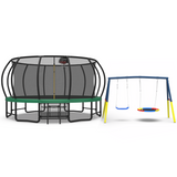 Mersco 16FT Heavy Duty Trampoline with Enclosure Net & Swing Set Outdoor Big Trampoline for Backyard, Kids Trampoline with Basketball Hoop, 1320LBS Capacity (Green)