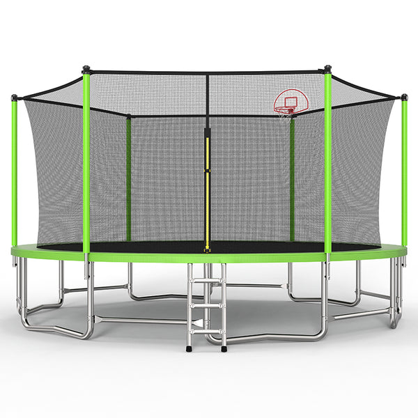 16FT Green Trampoline | Maximum Jumping Space & 6-Leg Stability