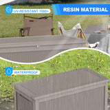 CIRUI 260 Gallon Outdoor Storage Box with Lockable Lid, Extra Large Waterproof Patio Resin Deck Box Home Storage Box for Patio, Cushions,Toys,Brown