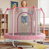 MERSCO 55" Kids Indoor Trampoline with Elephant Basketball Hoop and Safety Enclosure