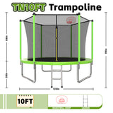 MERSCO 10FT Green Outdoor Trampoline for Backyard Family Fun