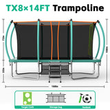 MERSCO 8x14FT Premium Rectangle Trampoline - Natural Green Edition