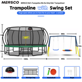 Mersco 16FT Heavy Duty Trampoline with Enclosure Net & Swing Set Outdoor Big Trampoline for Backyard, Kids Trampoline with Basketball Hoop, 1320LBS Capacity (Green)