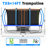 MERSCO 8x14FT Professional Rectangle Trampoline - Blue Athlete Edition
