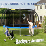 Mersco 14ft Trampoline for Kids and Adults,Pumpkin Outdoor Trampoline with Enclosure and Net,Kids Trampoline 1320lbs Loading,Birthday Gifts,Blue
