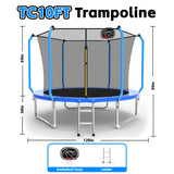 MERSCO 10FT Blue Super Series Trampoline - Anti-Collision Curved Pole Design