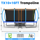 MERSCO 10x16FT Blue Professional Rectangle Trampoline with Safety Enclosure