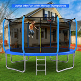 Mersco 14ft Trampoline for Kids & Adults with Enclosure Net, Basketball Hoop, Ladder,1320LBS Capacity Heavy-Duty Rebounder Trampoline Set for Backyard/School (Blue)