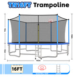 MERSCO 16FT Blue Trampoline - The Ultimate Backyard Party Size