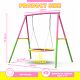 Mersco Swing Set for Backyard with Stand, Swing Heavy Duty 440lbs Metal Outdoor Swing Stand, 38" Saucer Swing for Playground, Backyard Playset,pink
