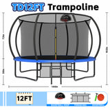 MERSCO 12FT Blue Pumpkin Trampoline - Heavy Duty Backyard Family Bouncer