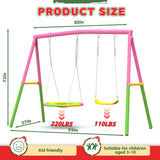 Mersco Swing Set for Backyard with Stand, Swing Heavy Duty 440lbs Metal Outdoor Swing Stand, Contain 1 Saucer 32" & 1 Belt Seat 26.2" for Playground, Backyard Playset,Pink