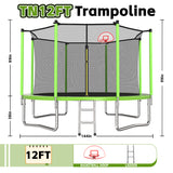 MERSCO 12FT Green Trampoline - Storm-Ready Frame & Impact-Shield Net