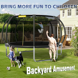 Mersco 14ft Trampoline for Kids and Adults, Pumpkin Outdoor Trampoline with Enclosure and Net, Kids Trampoline 1320lbs Loading,Birthday Gifts,Black