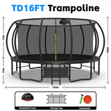 MERSCO 16FT Black Pumpkin Trampoline - High-Bounce Elite Series