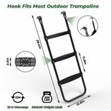 MERSCO 3-Step Universal Trampoline Ladder with Wide Non-Slip Steps - 200 lbs Capacity