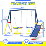 MERSCO 3-in-1 Heavy Duty Outdoor Swing Set with Slide