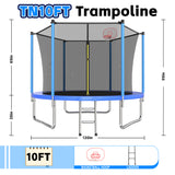 MERSCO 10FT Blue Trampoline - ASTM F381-16 Safety Approved