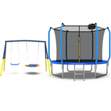 Mersco 10FT Trampoline with Enclosure Net,Swing Set, Outdoor Trampoline with Basketball Hoop for Kid,1320 LBS Trampoline with Swing Set for Backyard,Birthday & Holiday Gifts for Kids,Blue