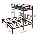 Netrum Triple Twin Bunk Beds,Twin over Twin over Twin Bunk Bed Frame with Full-Length Guardrail and Ladder,Metal 3 bunk beds for Bedroom,can Separat into 3 Twin Size Beds,Black