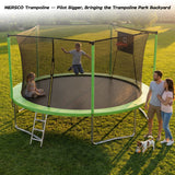 Trampolín de tablero blando verde de 14 pies para adultos y niños