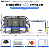 Mersco 16FT Heavy Duty Trampoline with Enclosure Net & Swing Set Outdoor Big Trampoline for Backyard, Kids Trampoline with Basketball Hoop, 1320LBS Capacity (Blue)