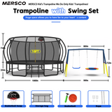 Mersco 16FT Heavy Duty Trampoline with Enclosure Net & Swing Set Outdoor Big Trampoline for Backyard, Kids Trampoline with Basketball Hoop, 1320LBS Capacity (Black)