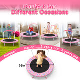 Mersco 36" Trampoline for Kids Indoor Trampoline with Handle for 2+ Years Kids,Pink