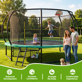 MERSCO 14FT Green Pumpkin Trampoline - All-Weather Backyard Fun