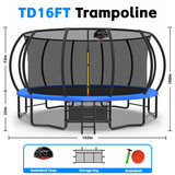 MERSCO 16FT Blue Pumpkin Trampoline - Giant Backyard Fun for All