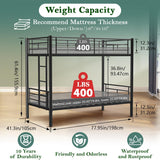 Netrum Twin over Twin Bunk Beds,Twin Bunk beds with Ladder & Guardrail,Metal Bunk Beds Frame with Bottom Storage Space for Adults Bedroom,Dorm,Guest Room,Black