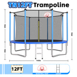 MERSCO 12FT Blue Trampoline - Reinforced Frame for Extreme Backyard Play
