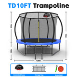 MERSCO 10FT Blue Pumpkin Outdoor Trampoline for Family with Safety Net