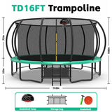 MERSCO 16FT Green Pumpkin Trampoline - Extra Sturdy Family Size