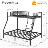 Netrum Twin Over Full Metal Bunk Bed Set with 6" Mattresses Included, All-in-One Bunk Bed for Teens/Adults, Heavy Duty Sturdy Frame with Ladder & Guardrail, with Memory Foam Mattress, Easy Assembly