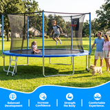 MERSCO 14FT Blue Trampoline with Soft Backboard Basketball Hoop & Ladder