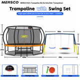 Mersco 14FT Heavy Duty Trampoline with Enclosure Net & Swing Set Outdoor Big Trampoline for Backyard, Kids Trampoline with Basketball Hoop, 1320LBS Capacity (Multicolor)