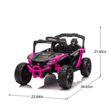 Cirui 24V Ride on Car UTV with Remote Control,2WD Ride on Toys Electric Car for Kids with High Chassis,Kid Toys UTV Cars with Anti-Collision Bar for Chliden Christmas & Birthday Gift,Pink