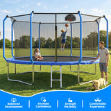 MERSCO 14FT Blue Super Series Trampoline - Safety Curved Pole Design