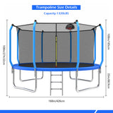 Mersco 14ft Trampoline for Kids & Adults with Enclosure Net, Basketball Hoop, Ladder,1320LBS Capacity Heavy-Duty Rebounder Trampoline Set for Backyard/School (Blue)