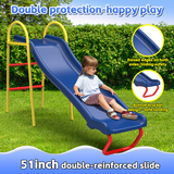 Mersco Swing Set for Backyard with Slide, Swing Heavy Duty 440lbs Metal Outdoor Swing Stand, Contain 1 Saucer 32" & 1 Belt Seat 26.2" &Slide for Playground, Backyard Playset